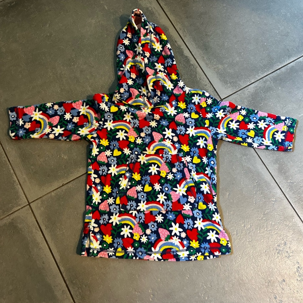 Colorful Boden Children's Swim Coverup with Rainbow and Floral Print